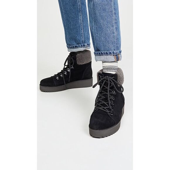Sam Edelman Suede Lace Up Franc Ankle Boots Black - Picture 1 of 12